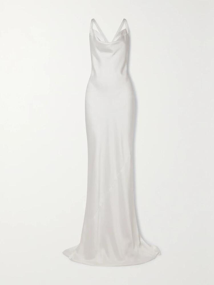 Norma Kamali Open-back satin gown in White